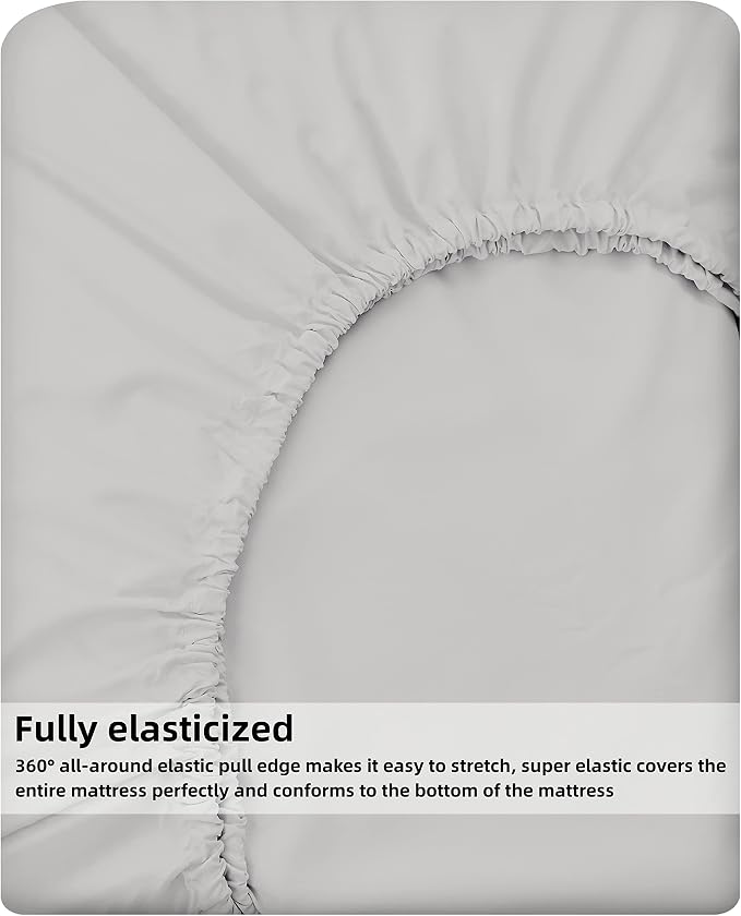 HBHLFZ Twin Fitted Sheet Only, Soft Breathable Bottom Sheet - Image 5