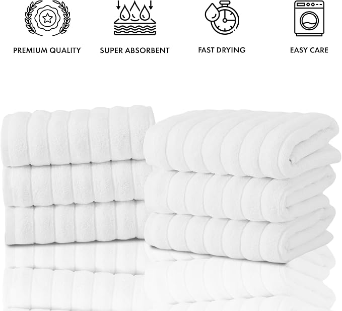 Classic Turkish Towels CTT Premium 6 Piece Hand Towels Set, 100% Turkish Cotton - Image 4