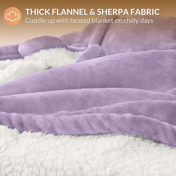HOMLYNS LuxeHeat Heated Blanket Electric Blanket Full Size, Soft Flannel Sherpa - Image 5