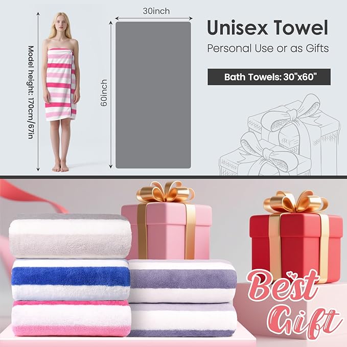 JML Microfiber Bath Towels, 2 Pack, Super Absorbent, Fast Drying, Large Beach - Image 2