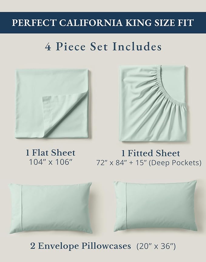 LANE LINEN 100% Organic Cotton California King Sheets Set, Soft & Comf Low Pill - Image 4