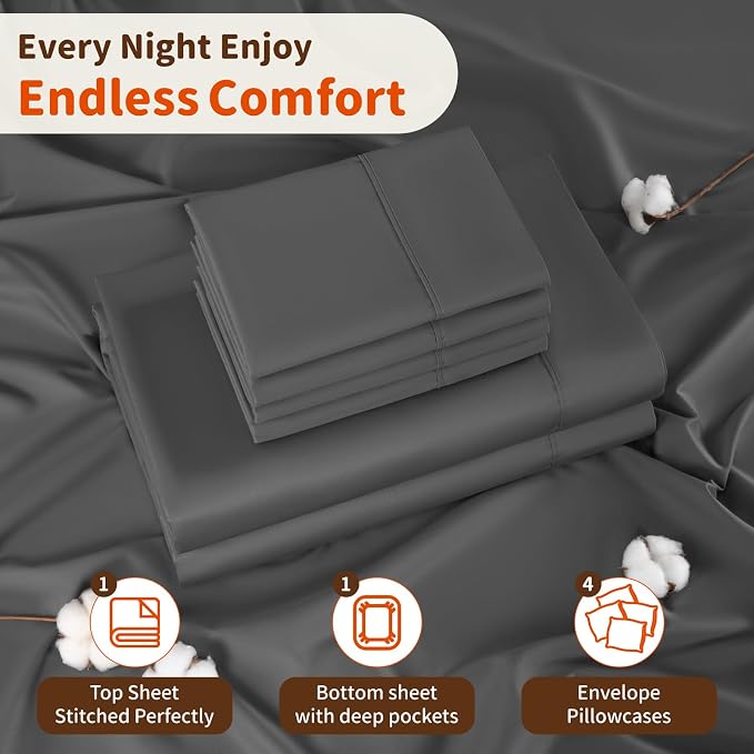 LBRO2M 1000 Thread Count 100% Egyptian Cotton Sheets Set 6 Piece Sets - Image 4