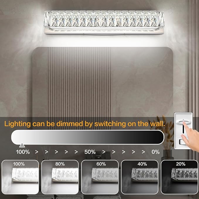 ZUZITO Crystal Vanity Lights for Bathroom 18W LED Bathroom Light Bar Modern - Image 2