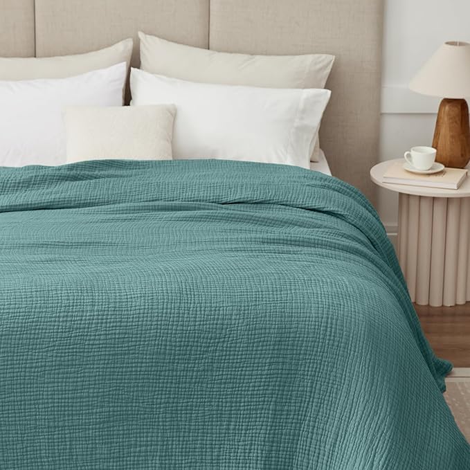100% Cotton Muslin Blanket King 108" x 90", 6 Layers Breathable and Lightweight - Image 3