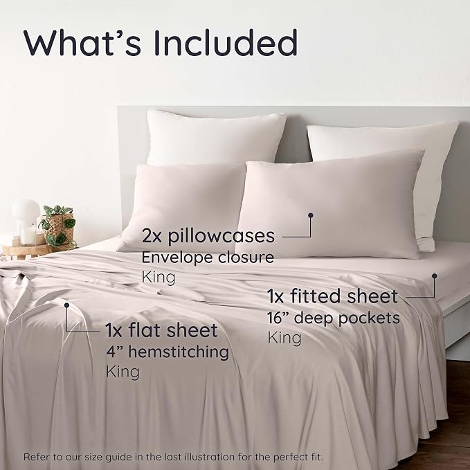 Bambaw 100% Viscose Derived from Bamboo Sheets King Size Set – 4pcs Luxury Bed - Image 2