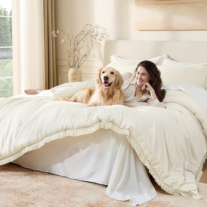 Andency California King Comforter Set Ivory - Image 3