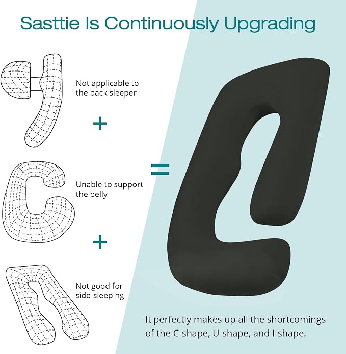 Sasttie Pregnancy Pillows for Sleeping, U Shaped Cooling Full Body Pillow - Image 5