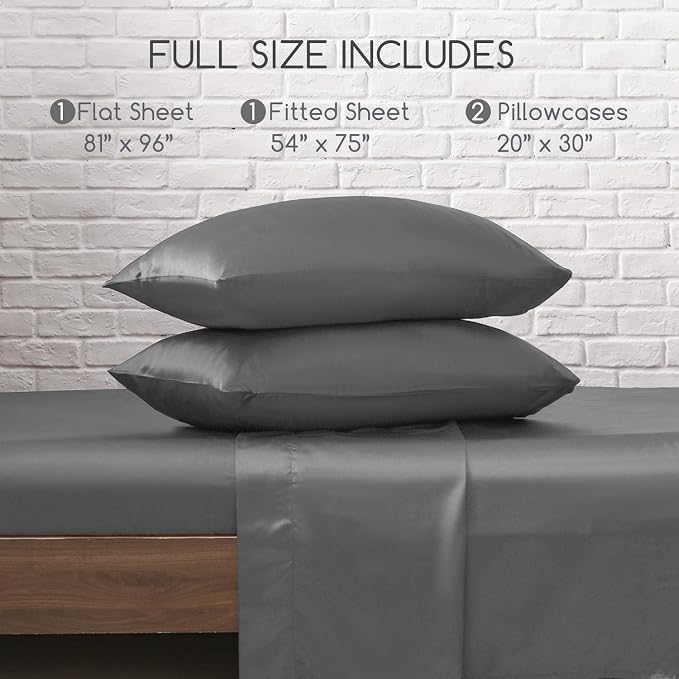 MR&HM Satin Bed Sheets, Full Size Sheets Set - Image 7