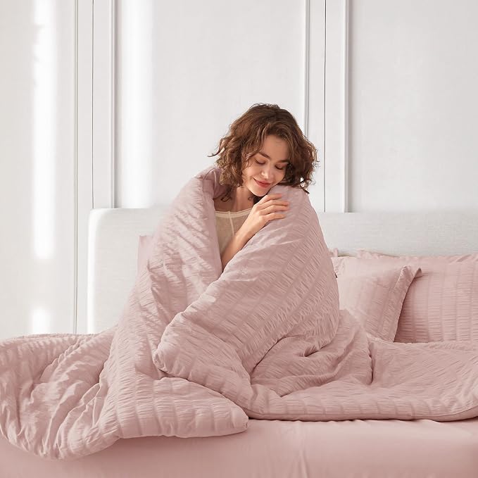 MUXHOMO 7 Pieces Full Comforter Set, Seersucker Bed in a Bag Full Size - Image 6