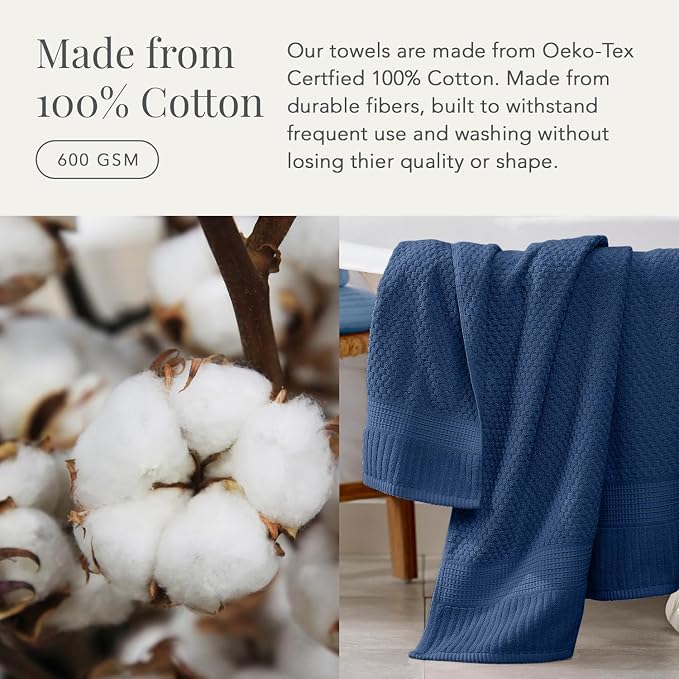 NY Loft 100% Cotton Hand Towels| 6 Pack Hand Towel Set | Absorbent & Quick-Dry - Image 5