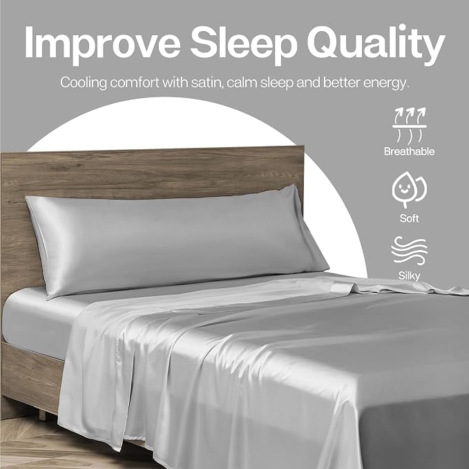MR&HM Satin Body Pillow Cover, Soft and Breathable Body Pillow Case - Image 6