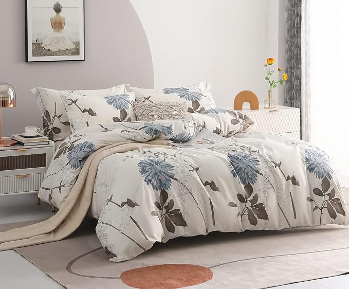 SLEEPBELLA Duvet Cover King, 600 Thread Count Cotton Botanical Flowers Pattern - Image 2