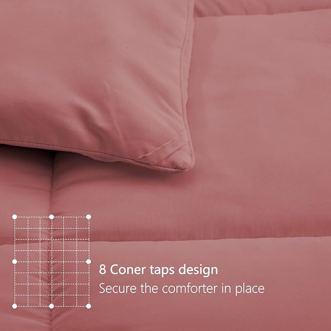 TEXARTIST Premium 2100 Series King Comforter All Season Breathable Dusty Pink - Image 5
