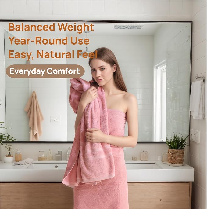 Bath Towels 4 Pack, 30 x 60 Inches, Large 100% Cotton Towels, Comfortable - Image 3
