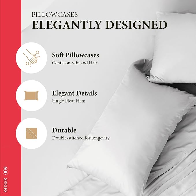 100% Egyptian Cotton King Pillow Case Set of 2 - Image 4