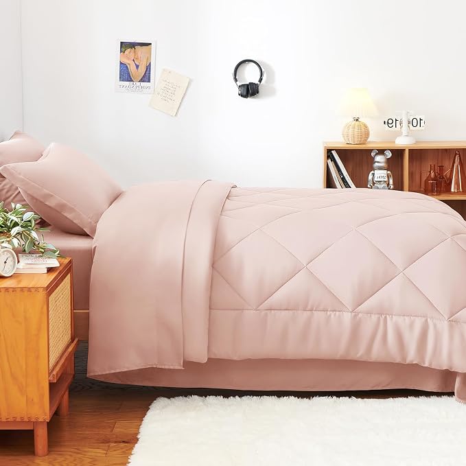 CozyLux Twin XL Comforter Set Blush Pink - Image 6