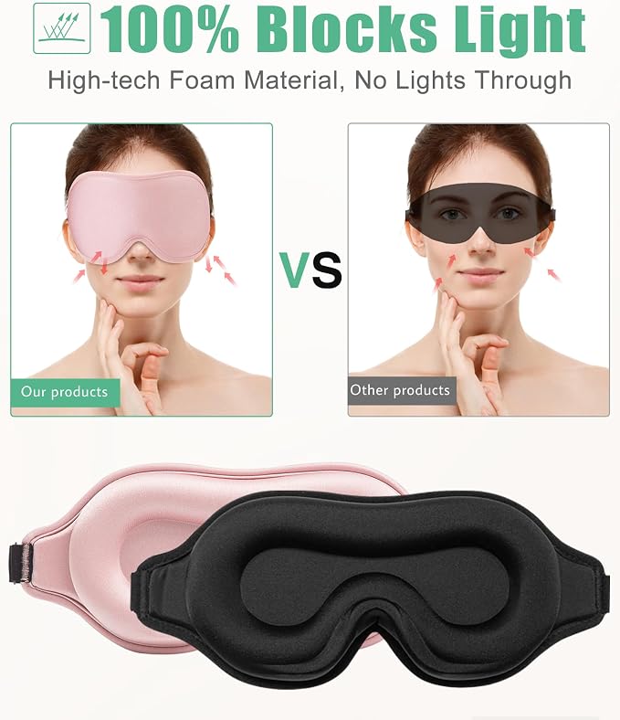 BeeVines 2 Pack 3D Contoured Sleep Mask Sleeping Eye Masks - Image 3