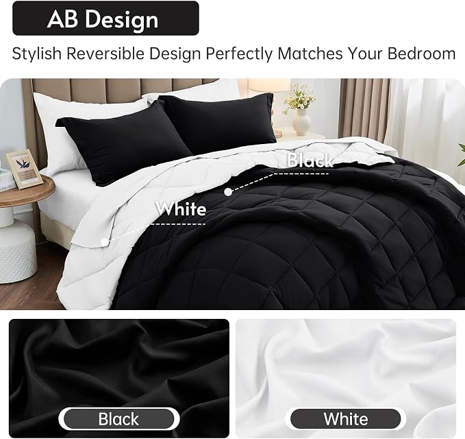 MUXHOMO 7 Pieces King Comforter Set, Reversible Bed in a Bag King Size - Image 3