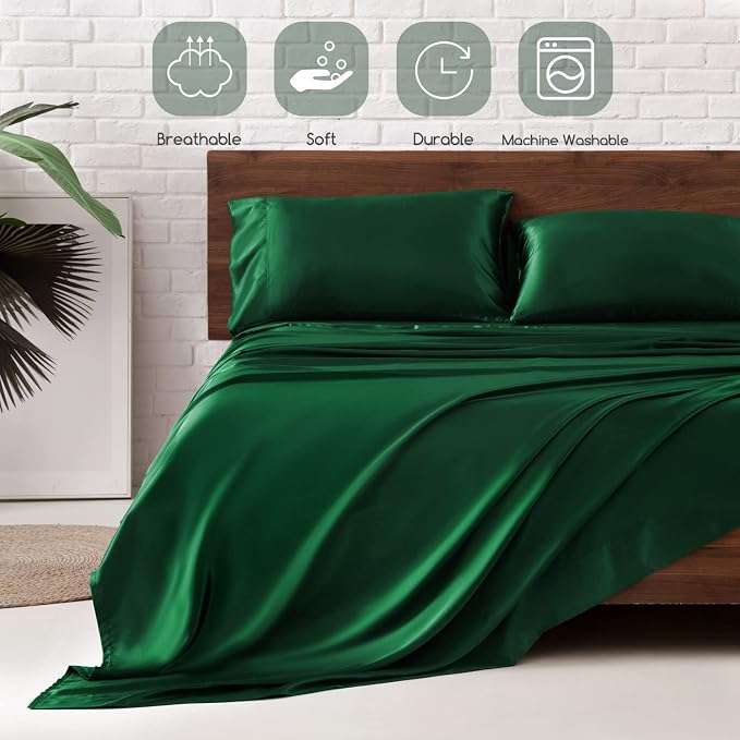 MR&HM Satin Bed Sheets, Twin XL Size Sheets Set - Image 5