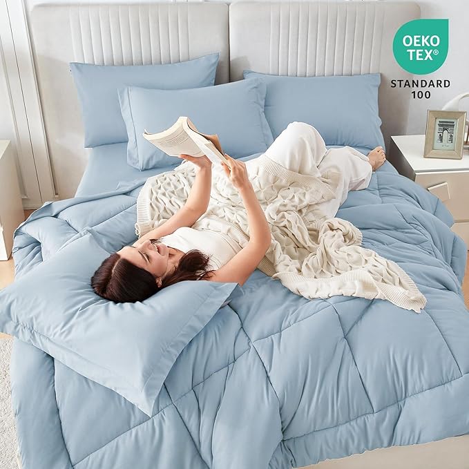 Sasttie King Size Comforter Set, 7 Pieces Bed in a Bag King, Complete Bedding - Image 5