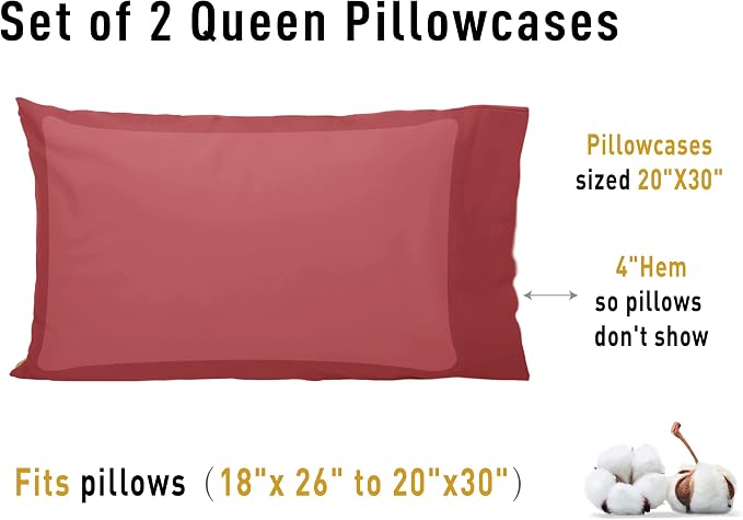 Sunflower Queen Pillowcases Set of 2, 100% Cotton Queen Size Pillow Cases 2 - Image 8