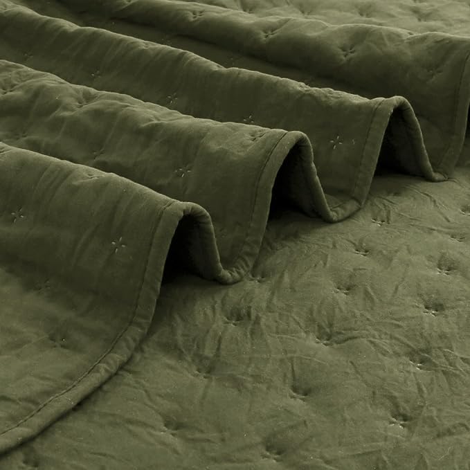 ROARINGWILD Olive Green Cloud Twin Size Quilt Bedding Sets - Image 6