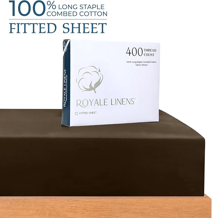 Royale Linen 400 Thread Count 100% American Grown Cotton Fitted Sheet Twin Size - Image 2