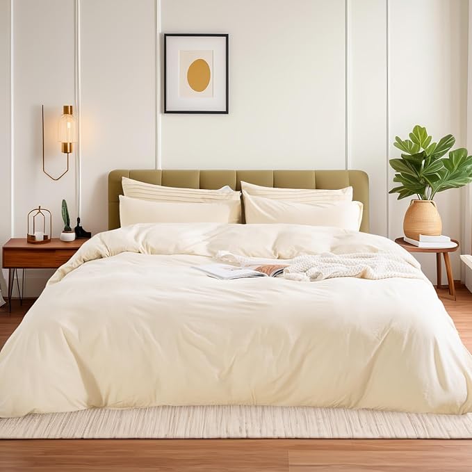 NEXHOME PRO Duvet Cover Set 100% Washed Cotton Oversized King 120"x98" Linen - Image 2