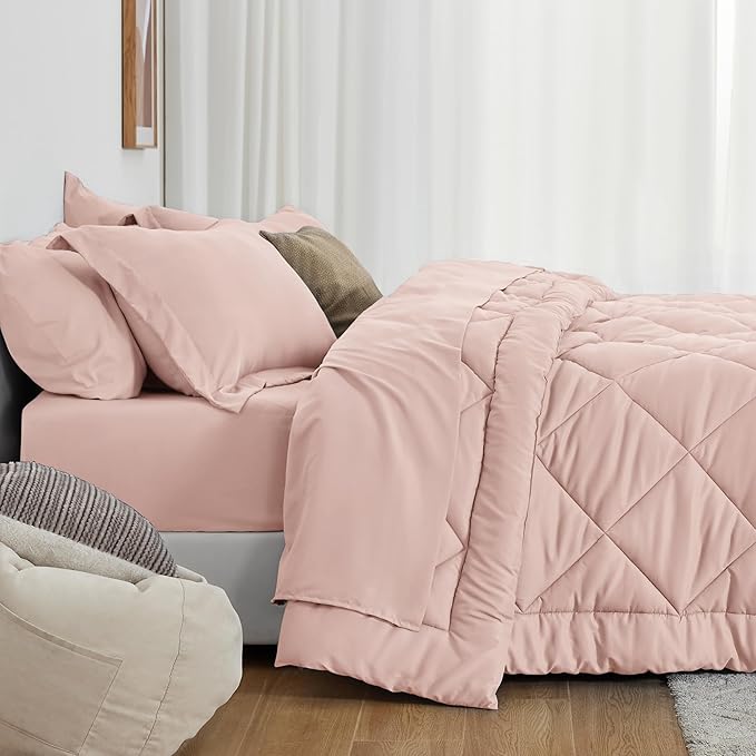 Love's cabin King Size Comforter Set Pink, 7 Pieces King Bed in a Bag, All - Image 3