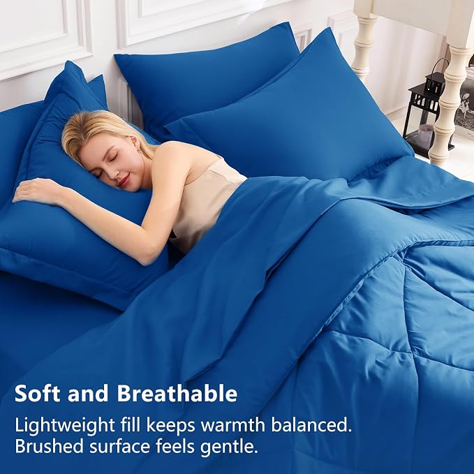 CozyLux Full Size Comforter Sets Classic Blue - Image 3