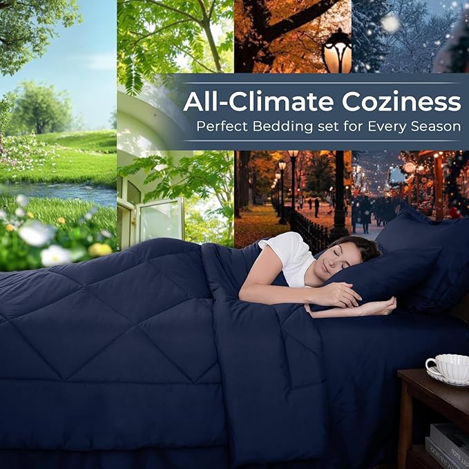 HEVUMYI Navy Blue Twin-XL Comforter Set - Image 3