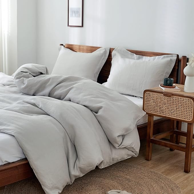 Simple&Opulence 100% Linen Duvet Cover Set 2pcs Basic Style Natural French - Image 7