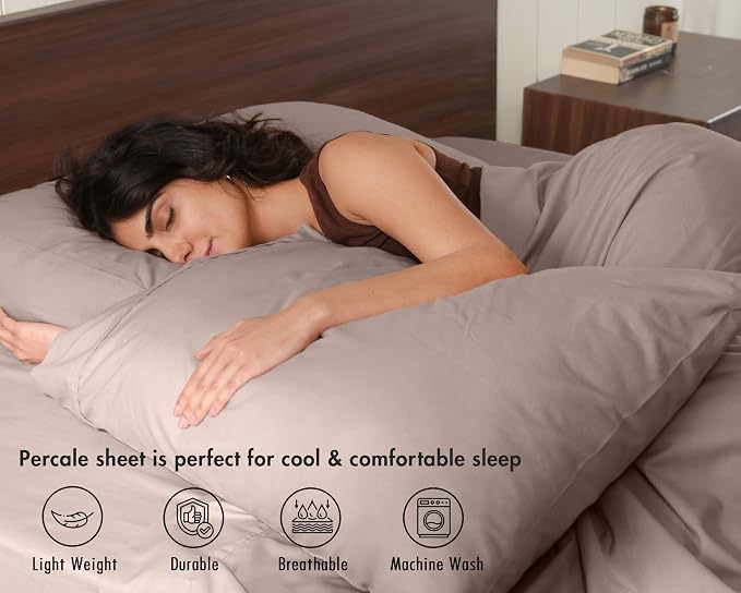 RUVANTI 100% Cotton Sheets – Split King Size Percale Bedding, Cooling & - Image 3