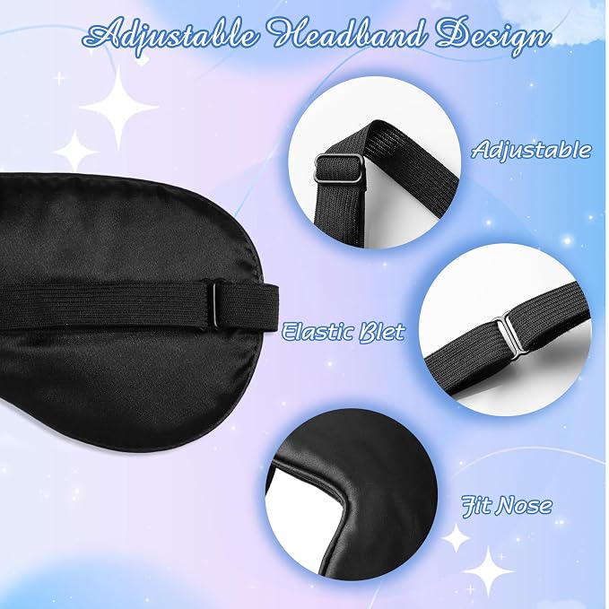 BBTO 4 Pcs Silk Sleep Eye Masks Smooth Soft Satin Eye Covers - Image 2