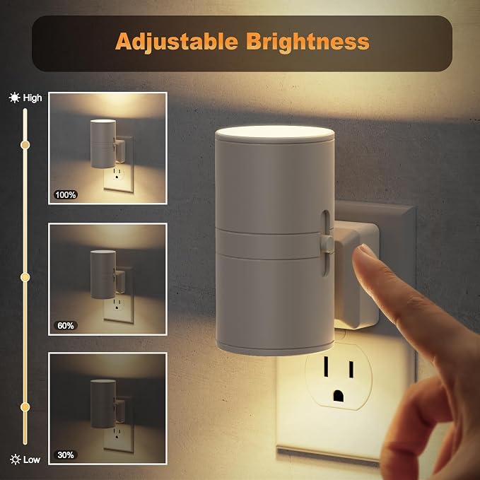 JandCase Night Lights Plug into Wall, Dimmable Gray Night Lights - Image 2