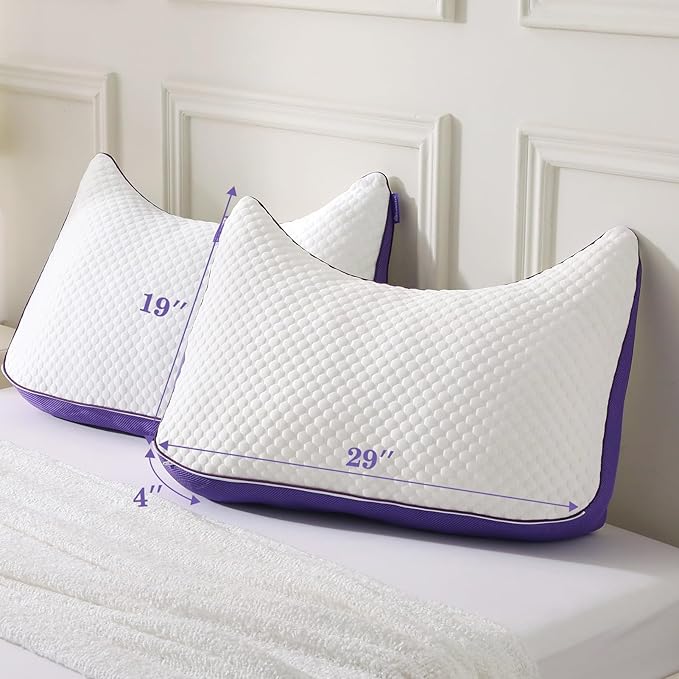 HOMELAB Adjustable Shredded Memory Foam Curve Pillow Queen Size 29"x19" - Image 8