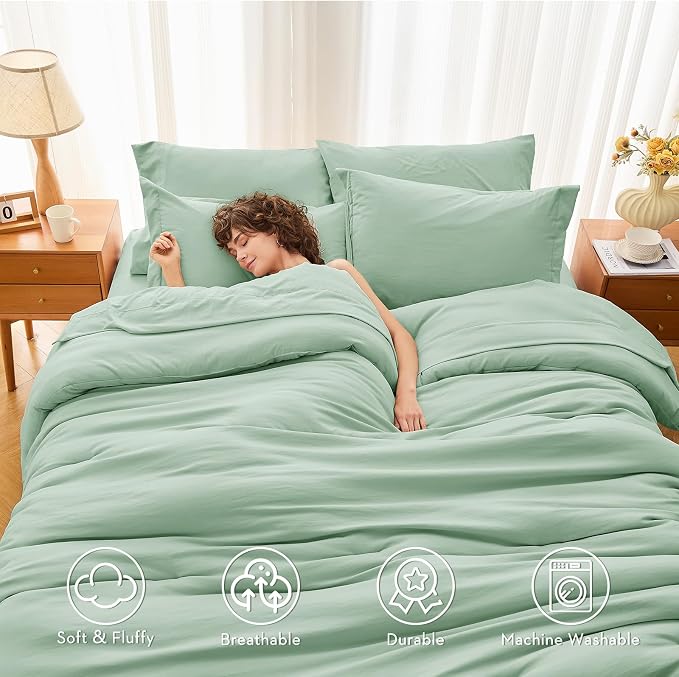 MUXHOMO 7 Pieces Queen Comforter Set, Soft Bed in a Bag Queen Size, All Season - Image 2