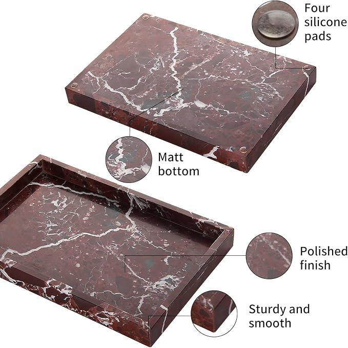 Marble Bathroom Vanity Tray, Natural Luxury Vanity Home Kitchen Bathroom Table - Image 3