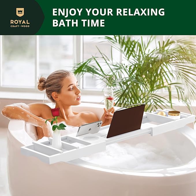 ROYAL CRAFT WOOD Premium Foldable Bathtub Tray Caddy - Image 7