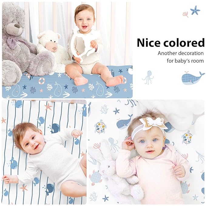 Baby Mini Crib Sheets Boy, Portable 38”x26” Pack and Play Sheets Fitted - Image 9