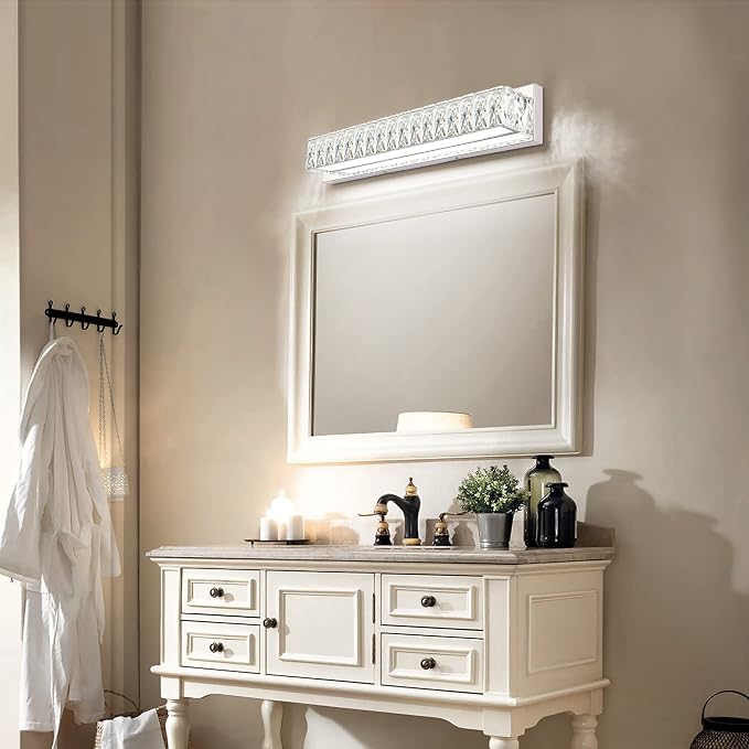 ZUZITO Crystal Bathroom Light Fixtures Over Mirror, 22.8in Modern LED Vanity - Image 6