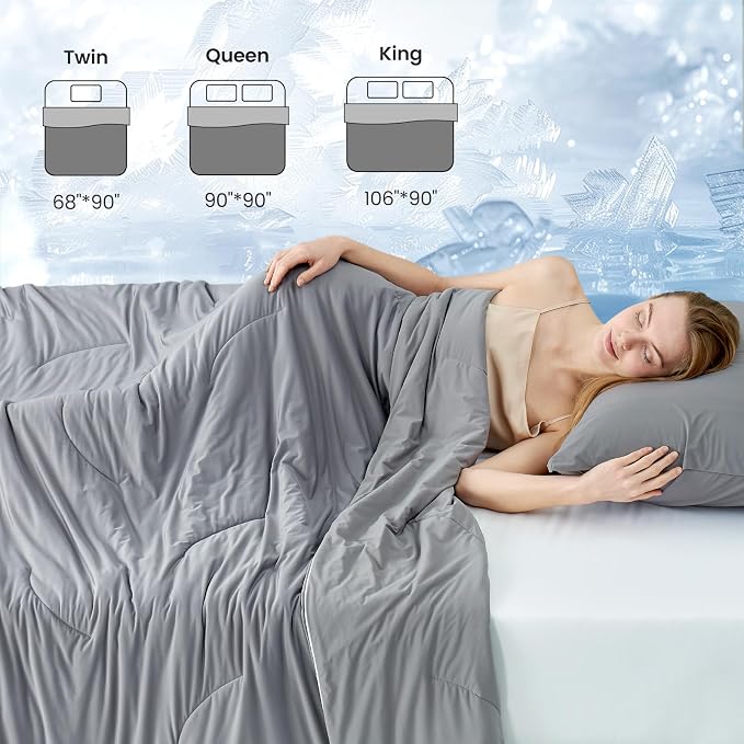 Cozy Bliss Cooling Comforter Twin Size, Reversible Lightweight Cooling Blankets - Image 8