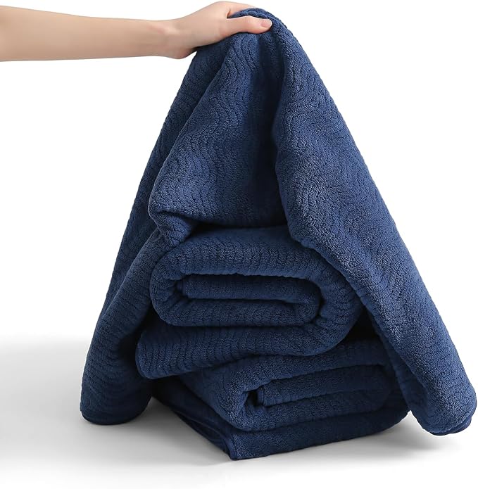 8 Piece Bath Towel Set Navy |2 Oversized Large Bath Sheet, 2 Hand Towels - Image 4