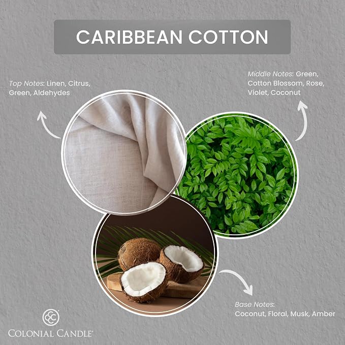 Colonial Candle Caribbean Cotton Scented Candle Jar, Highly Fragranced Candles - Image 2