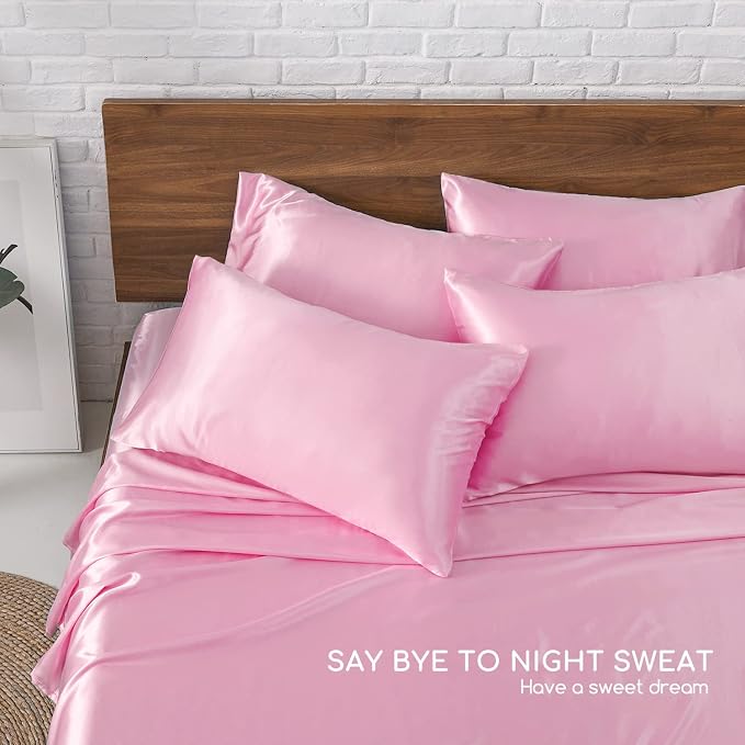 MR&HM Satin Bed Sheets, King Size Sheets Set - Image 8