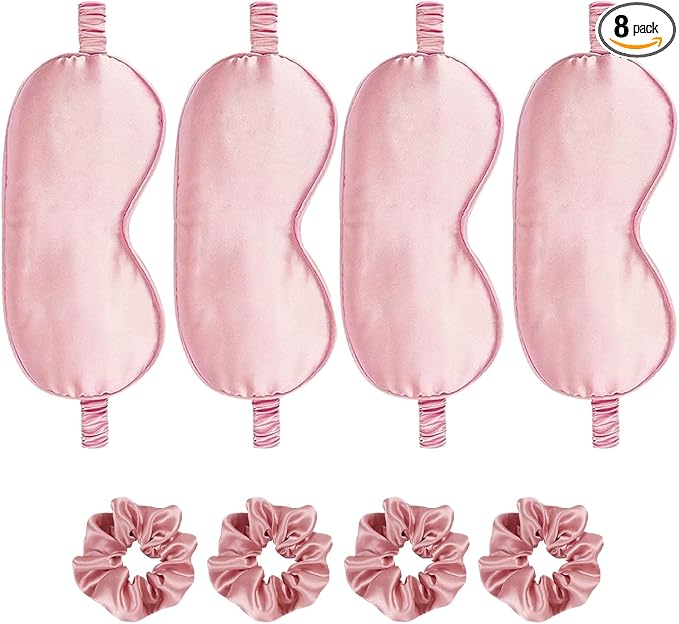 Satin Eye Mask 8Pcs Silk Sleep Masks Silky Blindfold Eyeshade Blackout Eyes by WJingYiJia