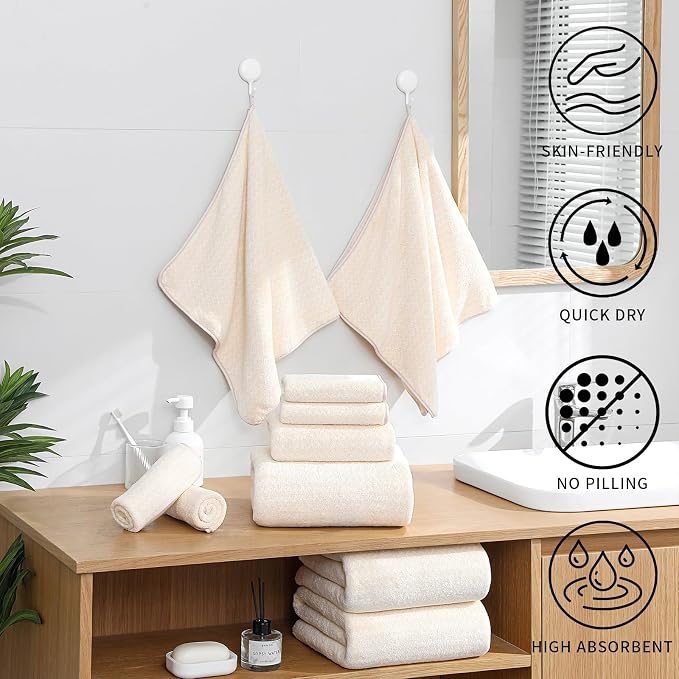Ultra Soft Bath Towel Set, 12 Piece Family Bathroom Towel Set - Image 3
