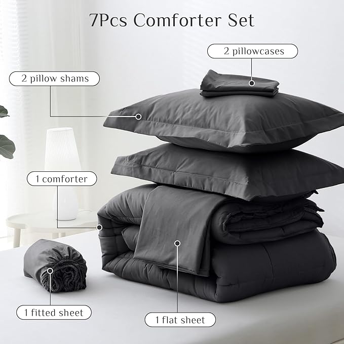 JOLLYVOGUE King Comforter Set, Ultra-Soft Bed in a Bag King Size 7 Pieces - Image 5