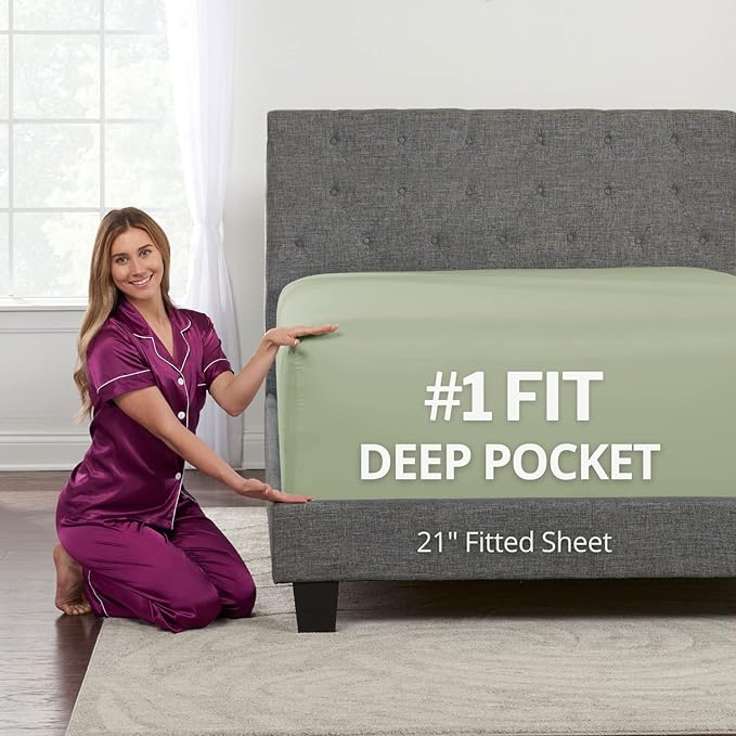 Lovely Joyful Deep Fitted Sheets – King Size, Deep Pocket, Perfectly Fits by DeaLuxeBedding