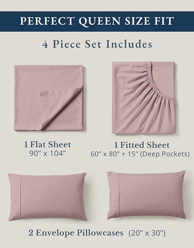 LANE LINEN Queen Size Sheets Set, 100% Organic Cotton Sheet Set, Percale Weave - Image 4